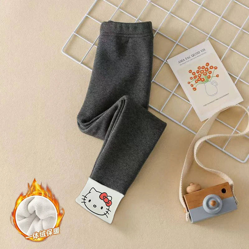 女童加绒打底裤秋冬款2024新款宝宝洋气冬季儿童装一体绒裤子冬装