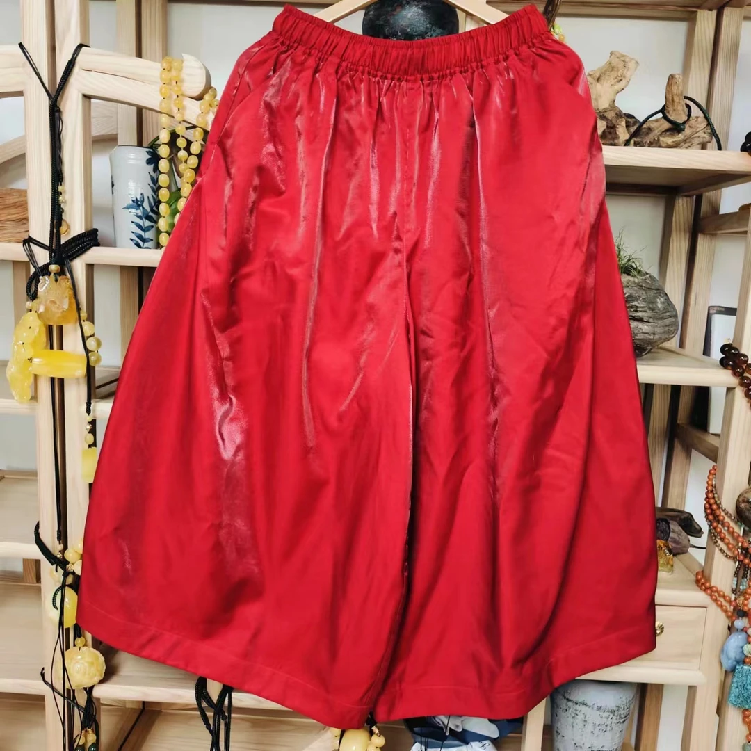 凤徕兮私人定制红色光板全松紧花苞大脚裤（LK406）红色