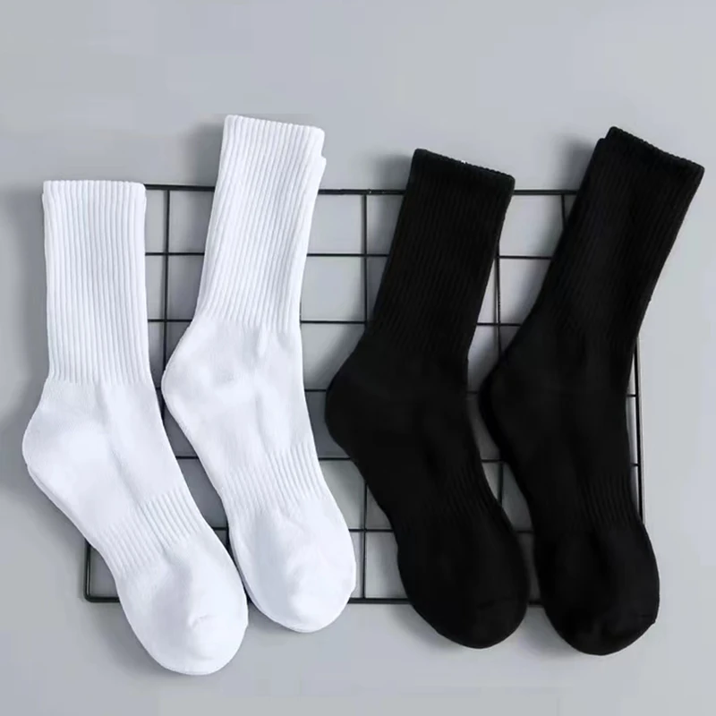 【5双装特价】袜子男中筒袜春夏纯色黑色白色高帮长筒袜男长筒潮流