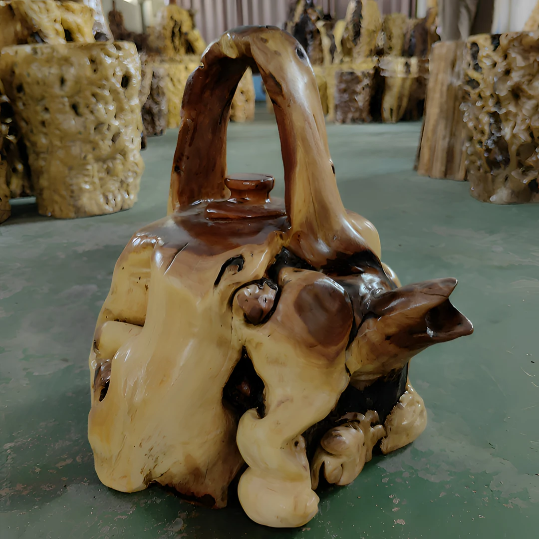 新郑累计枣木造型茶壶摆件