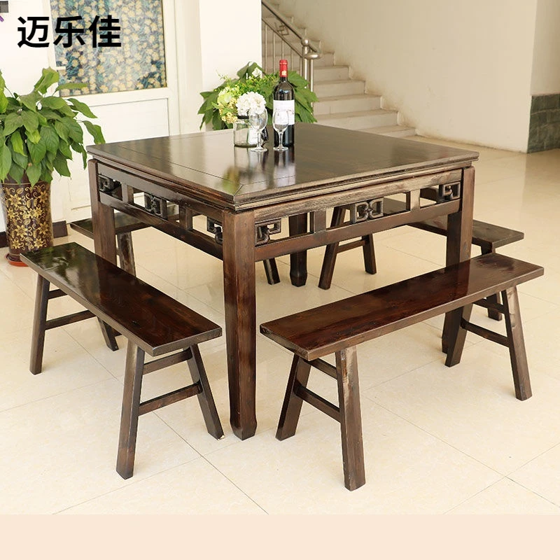实木餐桌椅组合正方形明清仿古方桌家用桌子四方桌中式八仙桌实木