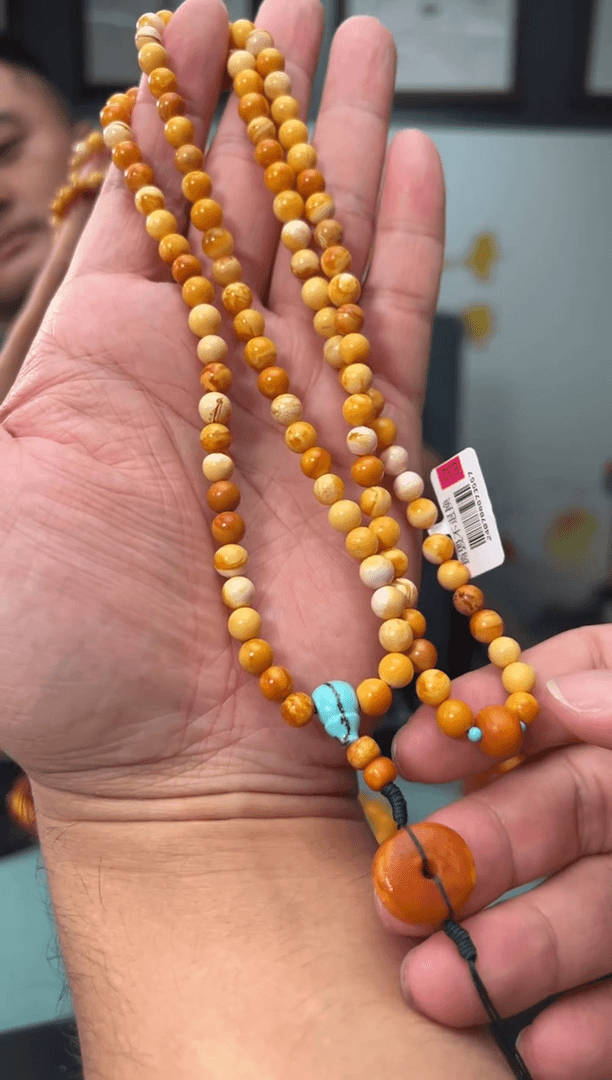 【闪购商品】琥珀颈饰未镶嵌6mm蜜蜡108项链-C7