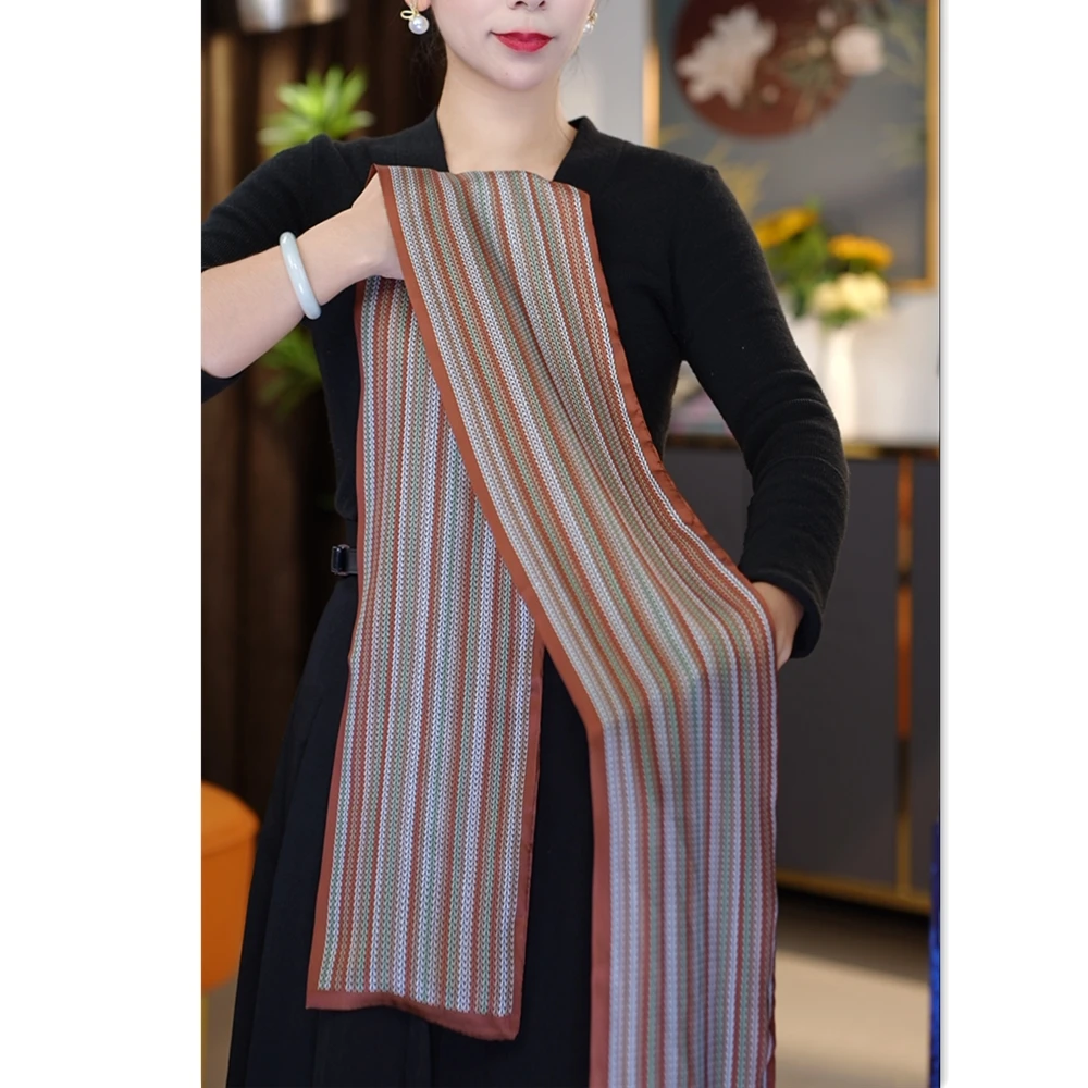 2024秋季护颈丝巾立体编织麦穗148*17文艺装饰复古领巾时尚百搭