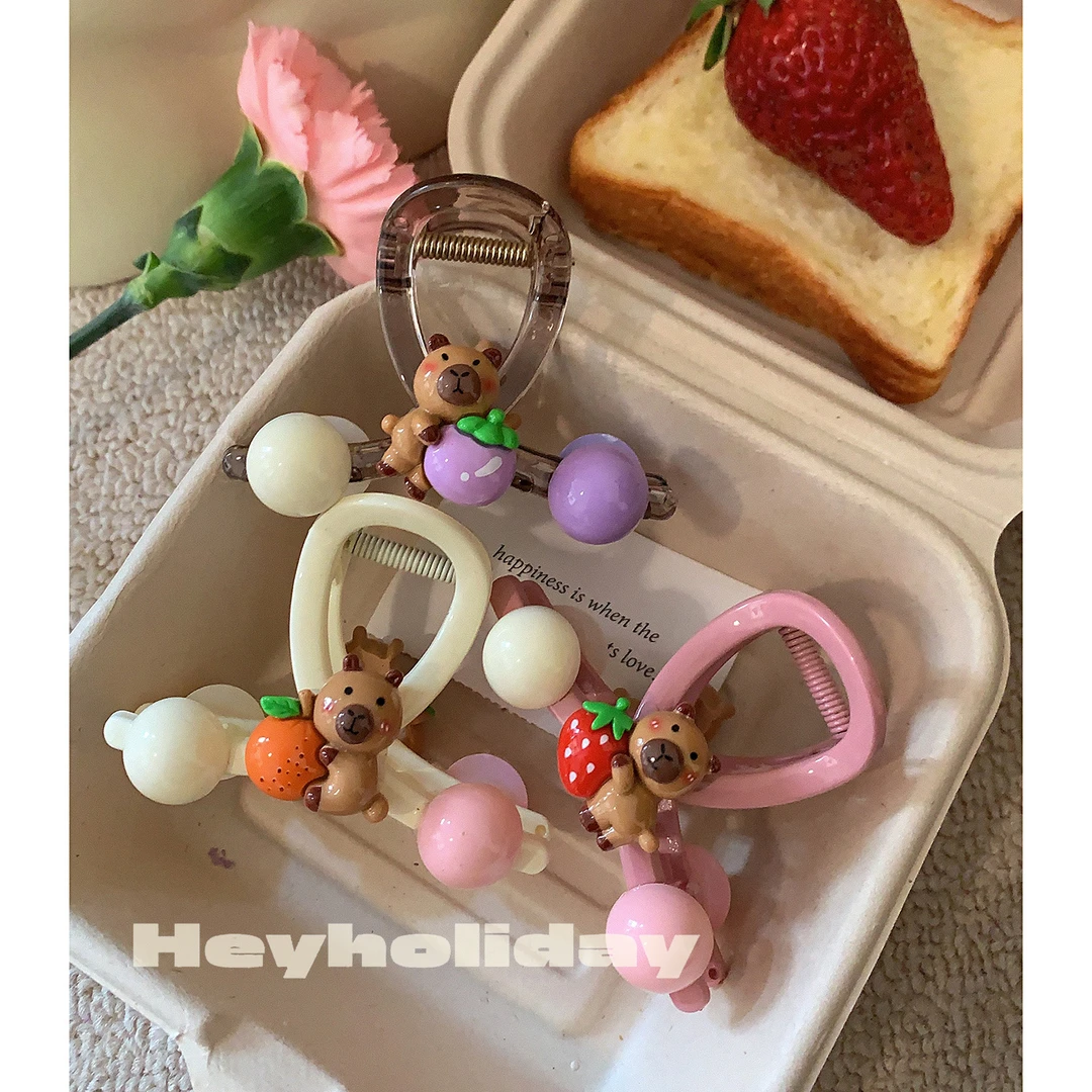 可爱彩色小熊简约抓夹气质百搭小众韩版甜美温柔发饰优雅网红发夹