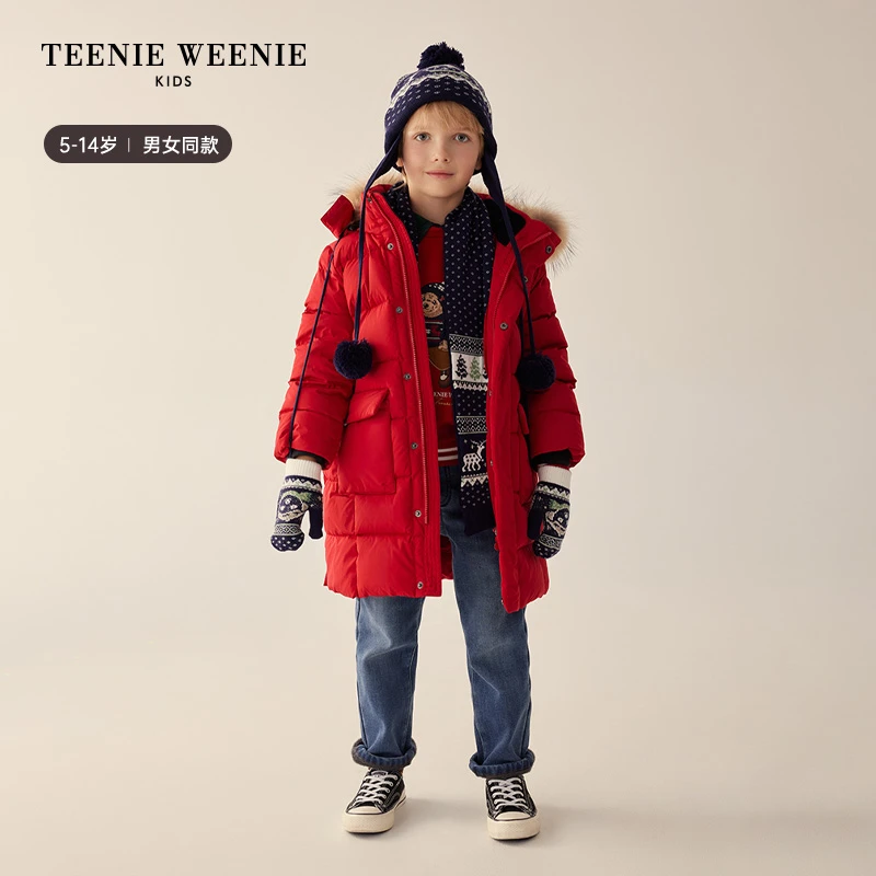 TeenieWeenie Kids小熊童装23冬防风蓄热毛领羽绒服TKJD234V91A