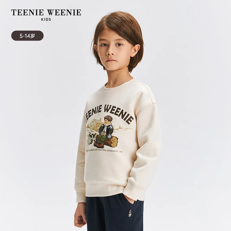TeenieWeenie Kids小熊童装24冬休闲刺绣圆领套头卫衣TKMW24OT07R