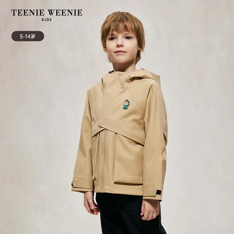 TeenieWeenie Kids小熊儿童春季休闲纯色连帽软壳外套TKJJ244903A