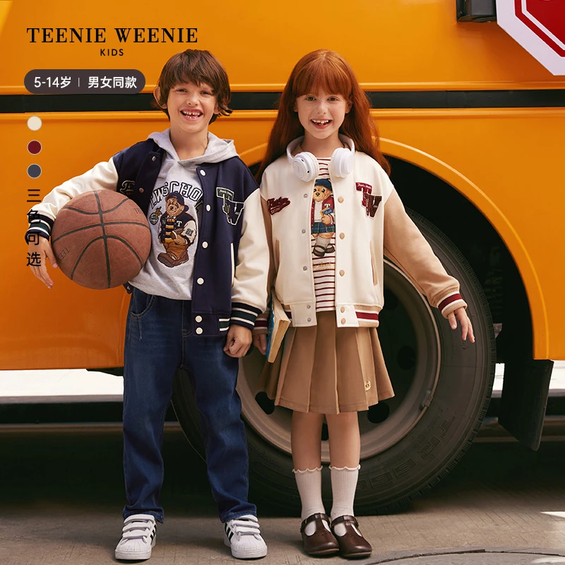 TeenieWeenie Kids小熊童装男女童秋冬运动撞色棒球服TKJJ234991K