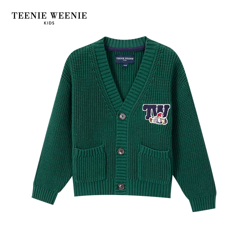 TeenieWeenie Kids小熊童装男女童23秋学院风针织开衫TKCK237891N