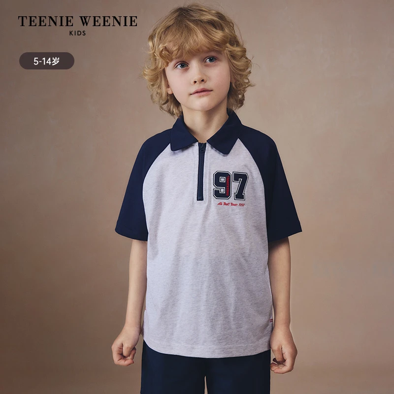TeenieWeenieKids童装24夏熊柔棉儿童短袖poloPOLO衫TKHA242403B