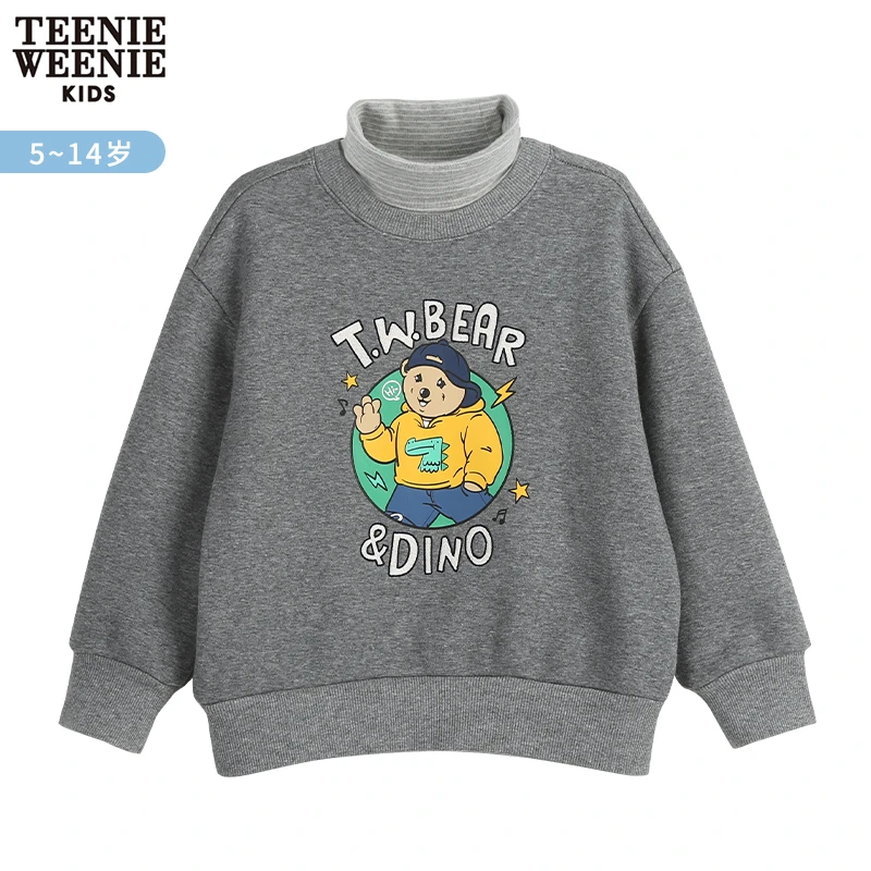 TeenieWeenie Kids男童新款假两件加绒高领卫衣TKMW224T06K