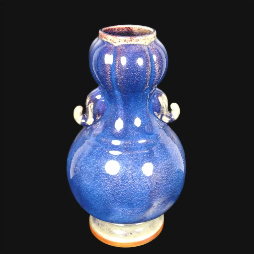 《象耳富贵瓶》22.5*39cm，手工煤窑烧制 窑变 高档钧瓷 珍藏精品