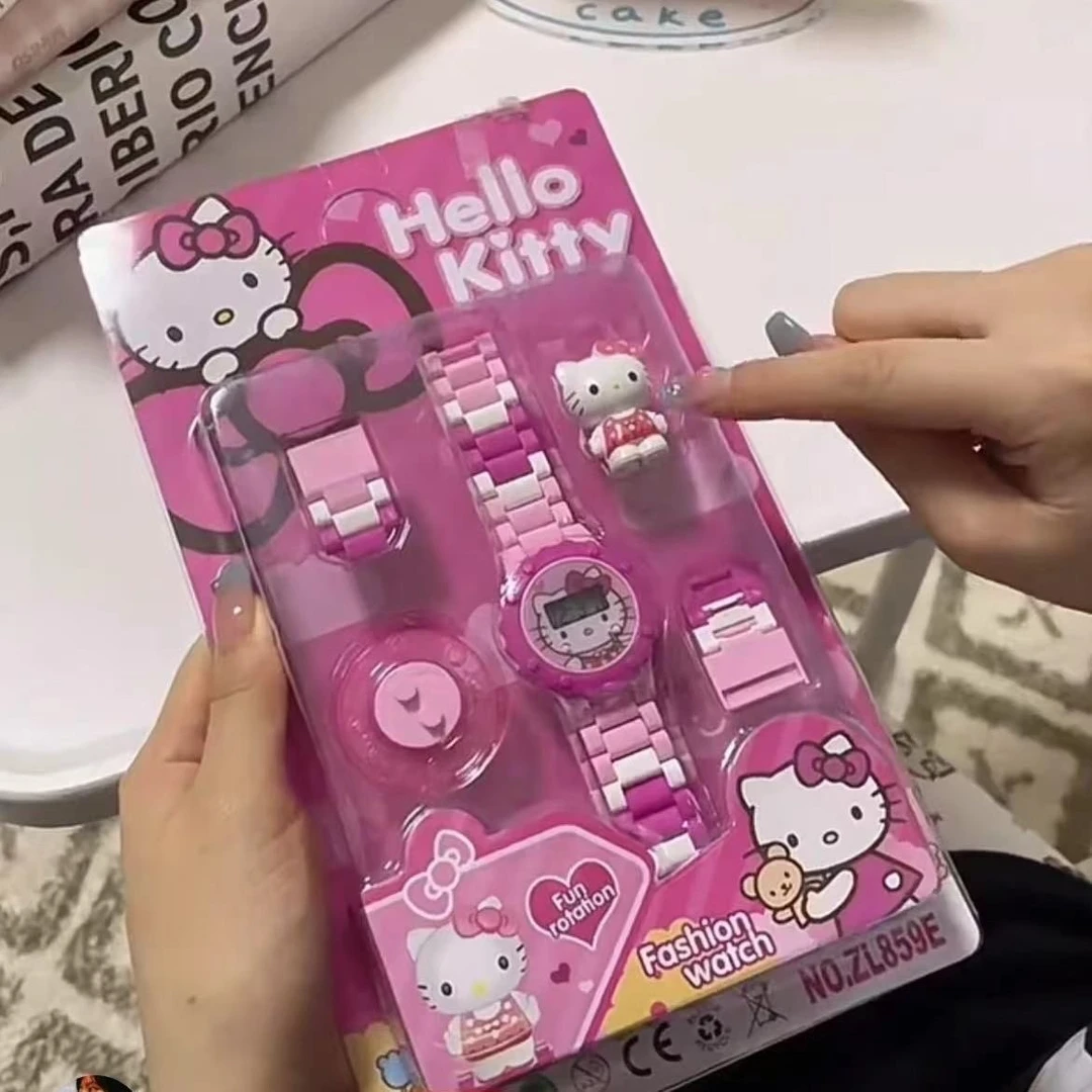 【哆咪】旋转kt猫积木手表拼装积木手表材料包3D立体kt猫旋转手表