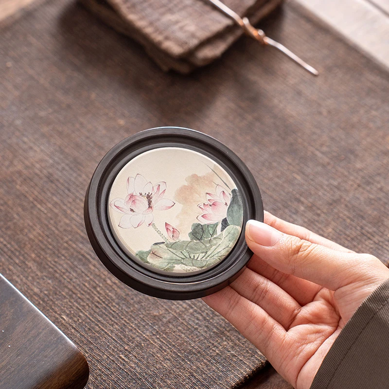 创意复古防烫隔热陶瓷杯垫木功夫茶道配件功夫茶茶具茶杯吸水圆形