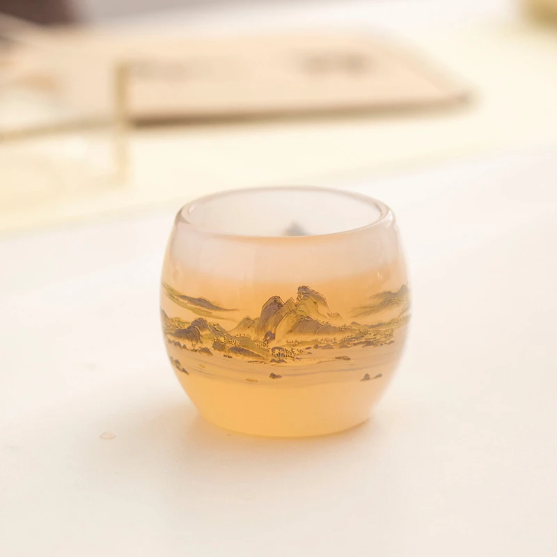 新款千里江山主人杯琉璃茶杯防烫单杯单个高端茶杯个人品茗杯送礼