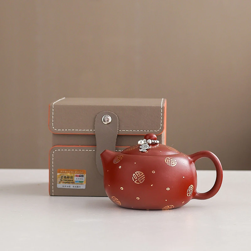 新款带提溜百福紫砂西施壶手工大红袍大容量红泥茶壶茶具套装送礼