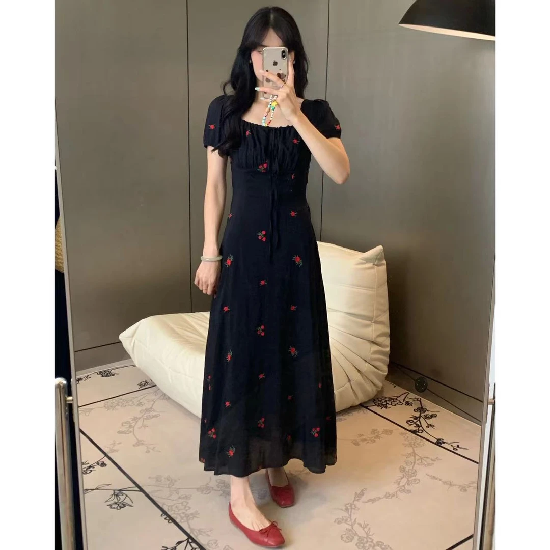 【浅滩漫步】设计师显贵夏日碎花显瘦气质小众法式女装连衣裙