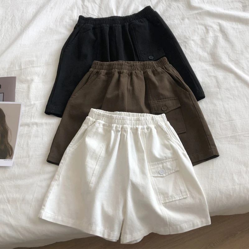 特大码韩版宽松休闲百搭三分裤潮胖妹妹300斤夏季高腰口袋短裤女