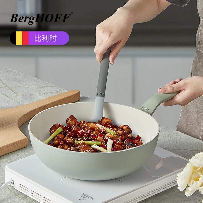 贝高福Berghoff比利时陶瓷不粘锅无涂层炒锅家用炒菜锅平底锅