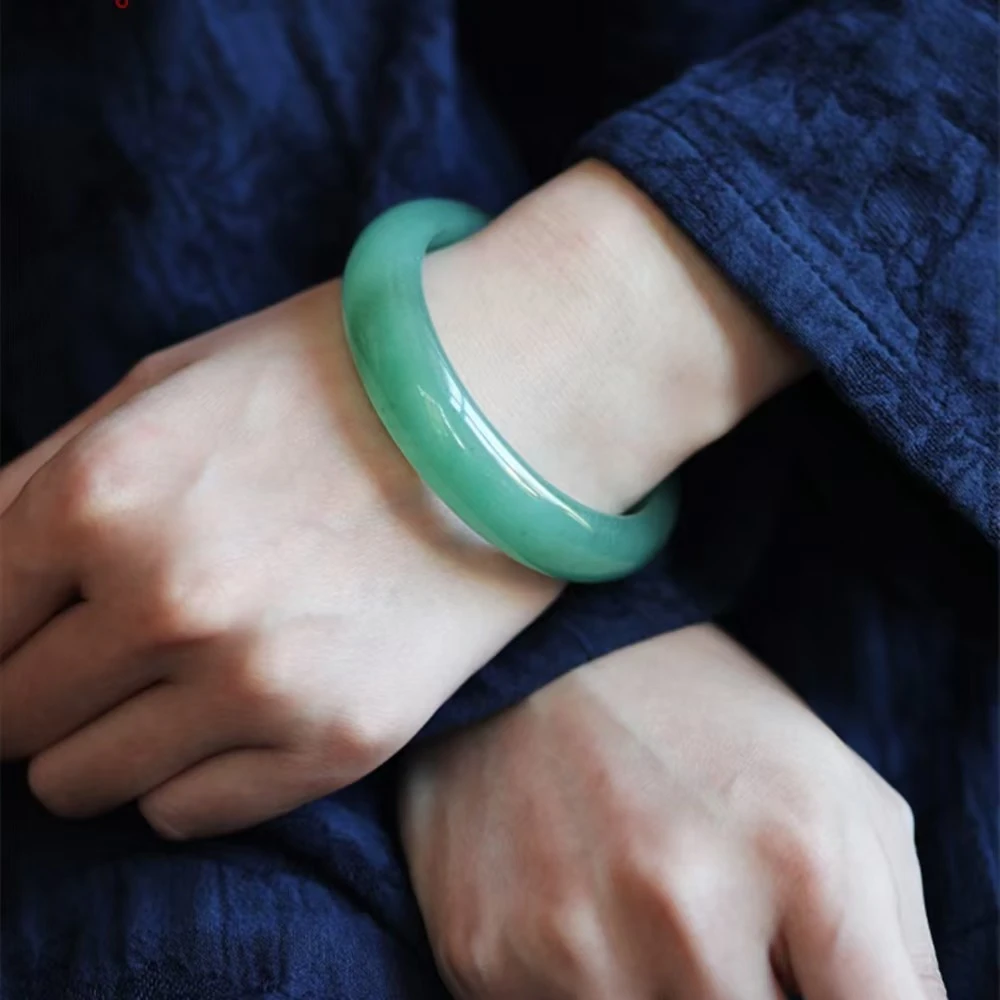 冰种东陵玉平安手镯女款高冰绿色时尚