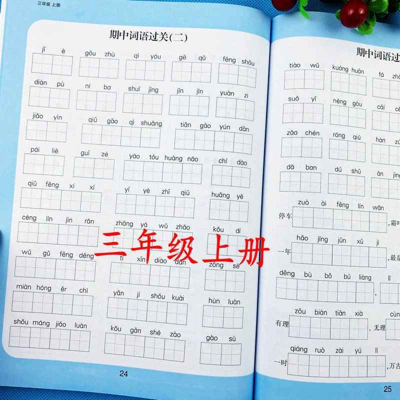 三年级上册 看拼音写词语生字注音 语文同步练习册部编人教版小学