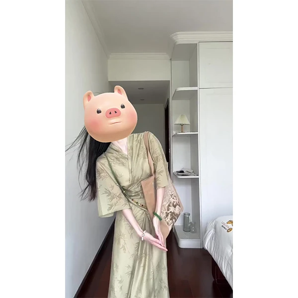 2040夏新款新中式光泽感醋酸宽松连衣裙斜襟改良旗袍裙女