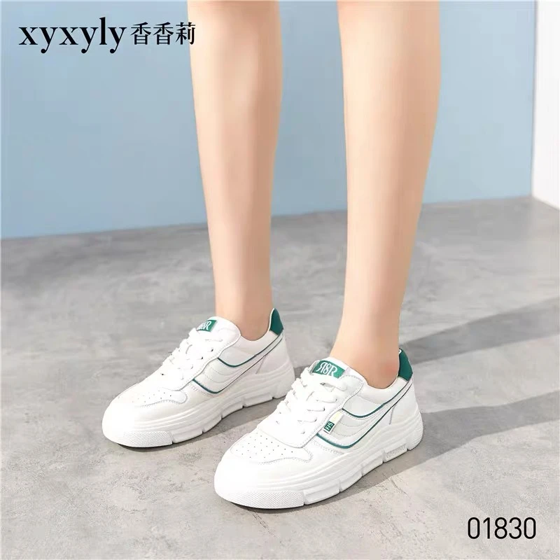 香香莉2022秋季新款厚底平跟女鞋休闲鞋系带舒适百搭小白鞋X01830