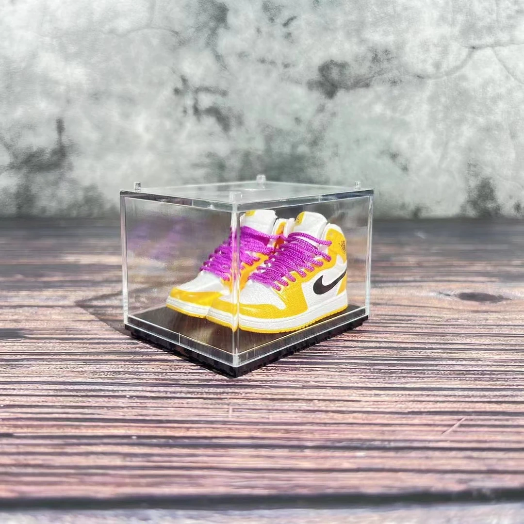 鞋模迷你3d立体篮球鞋透明展示盒汽车摆件钥匙扣居家陈列模型鞋盒