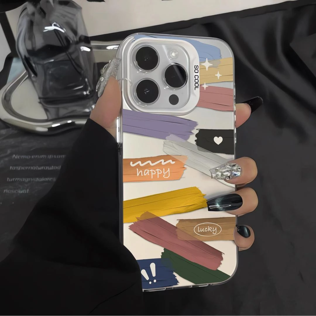 彩绘油漆爱心苹果iPhone15promax手机壳14/13/12/11/xr软xs元气壳