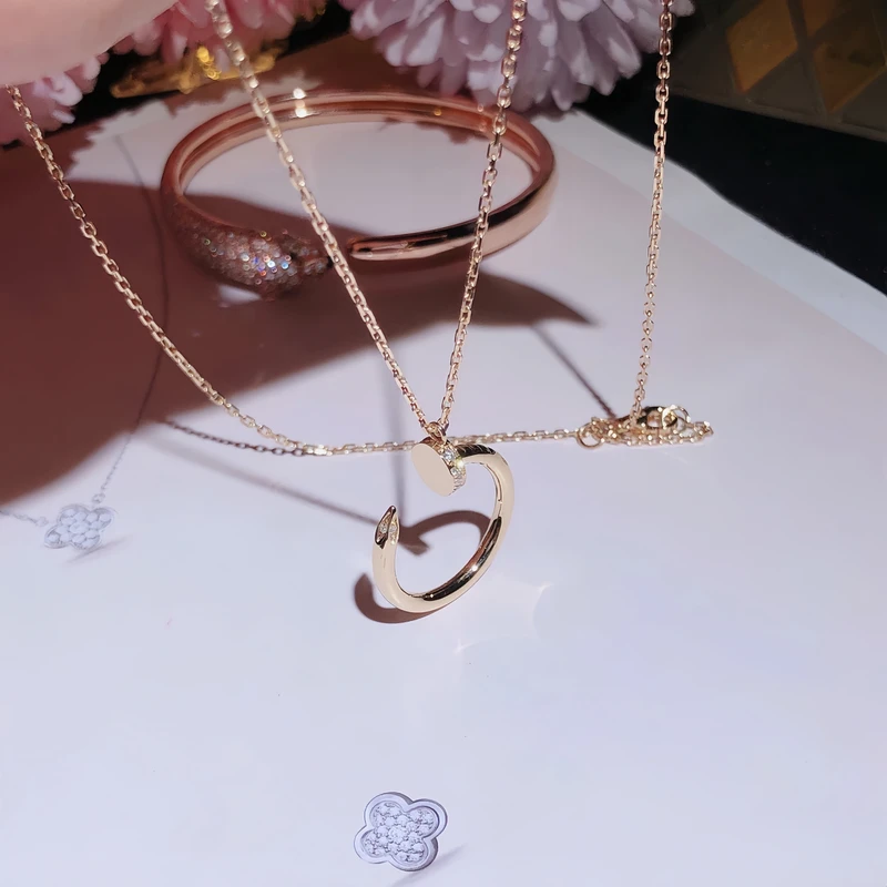 18K金南非真钻钉子套链多样性发一件