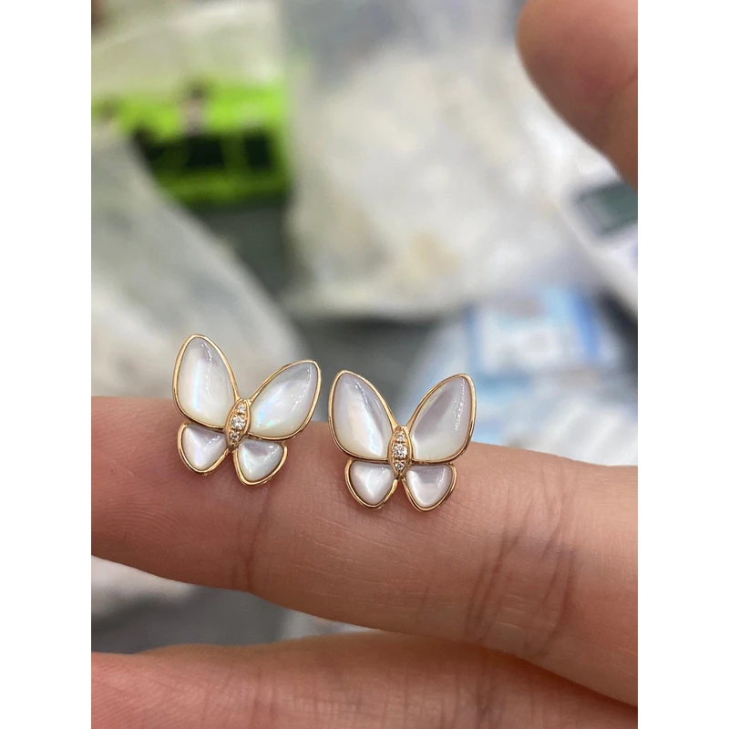 蝴蝶元素钻石贝母蝴蝶耳钉