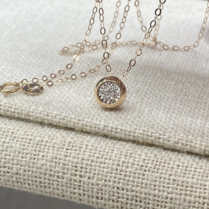 18K金钻石泡泡项链视觉效果.030CT 百搭简约经典