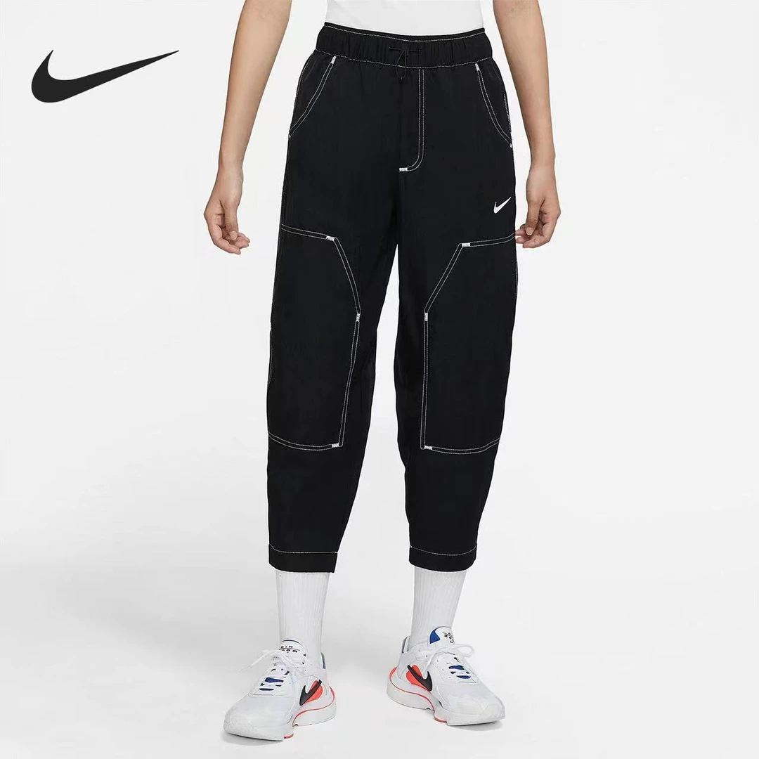 Nike Logo刺绣女子轻薄工装休闲运动宽松直筒九分长裤DM6210-010