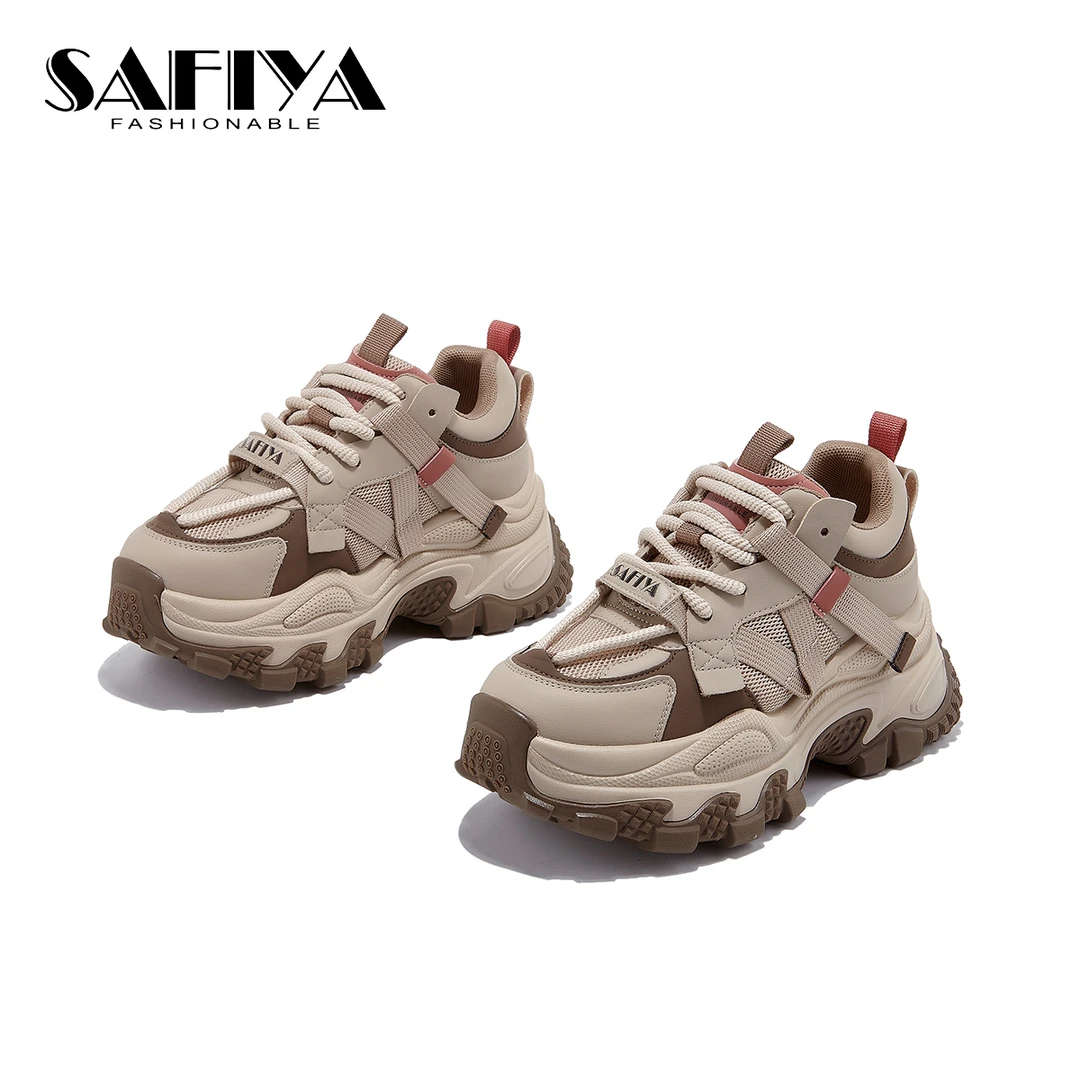 索菲娅Safiya2024冬季新款厚底时尚加绒拼色运动老爹鞋SF43112C89