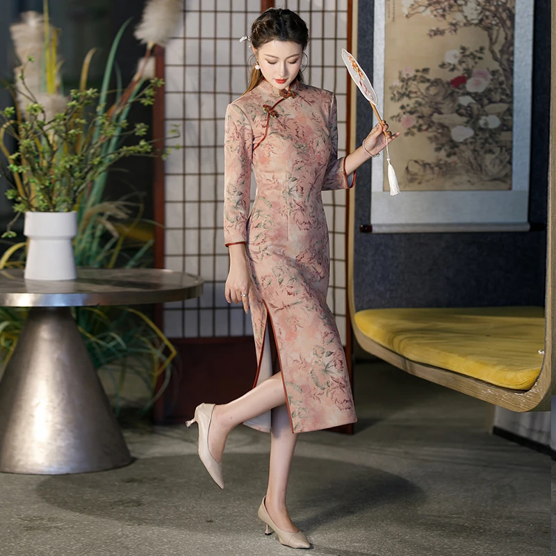 复古国风盘扣改良旗袍连衣裙日常气质百搭冬新款中国风旗袍新中式