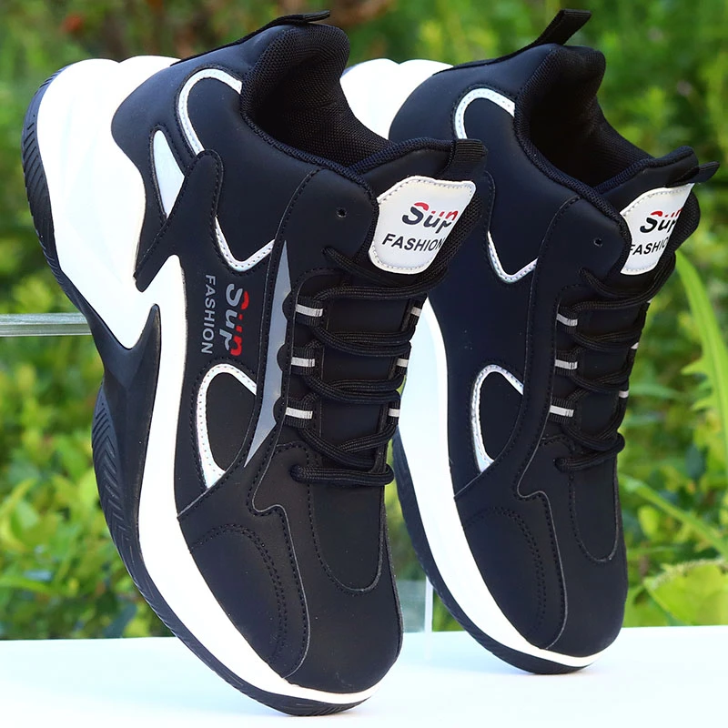 男鞋秋冬季防水潮流高帮休闲鞋学生皮面百搭运动鞋防滑耐磨篮球鞋