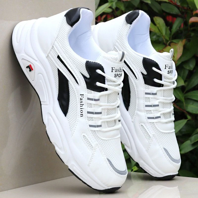 2023夏季透气防臭男士网面运动鞋新款白色软底耐磨老爹鞋跑步鞋男