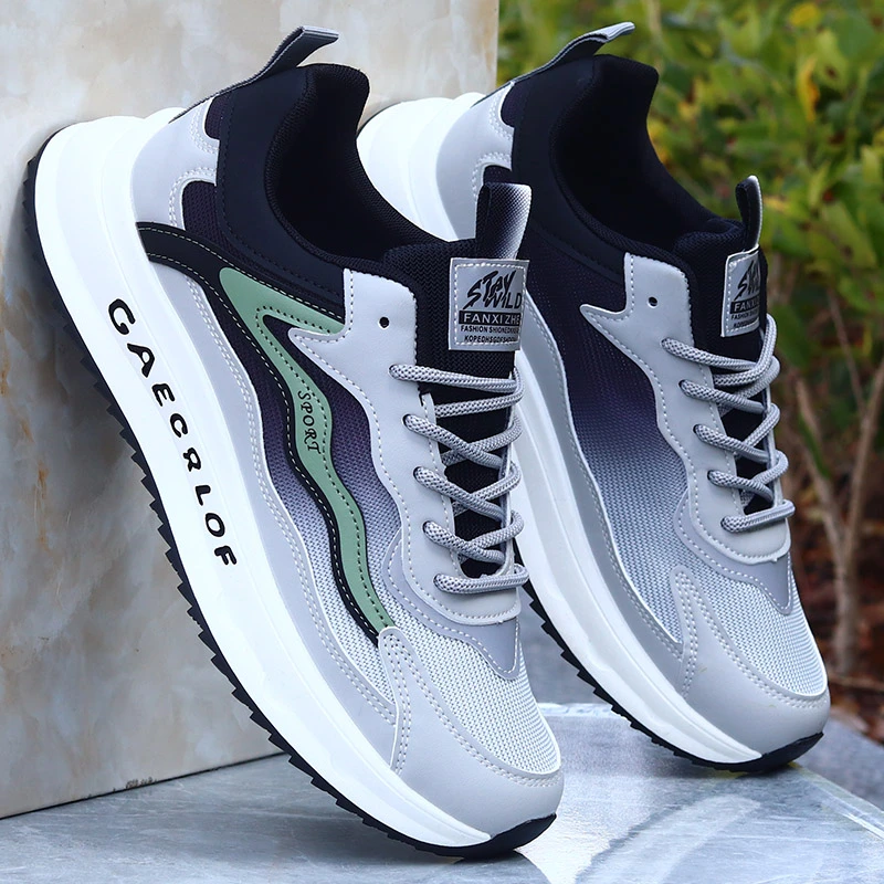 2024新款男鞋潮流百搭老爹鞋厚底耐磨运动休闲鞋春季防臭网面跑鞋