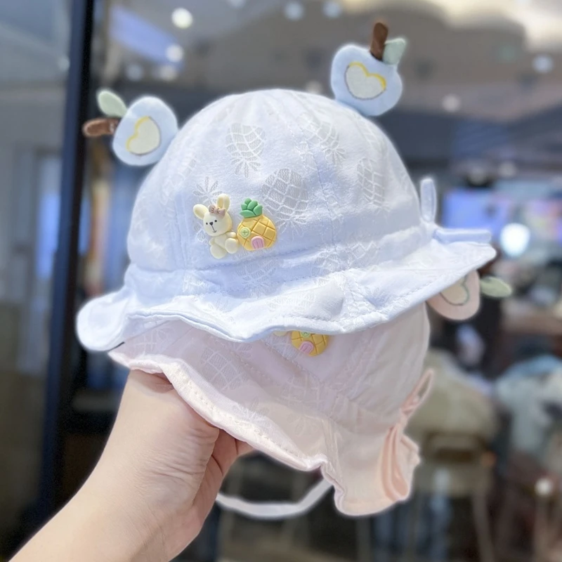 宝宝帽子春秋季男女童出游遮阳渔夫帽可爱婴儿夏薄防风护囟门盆帽