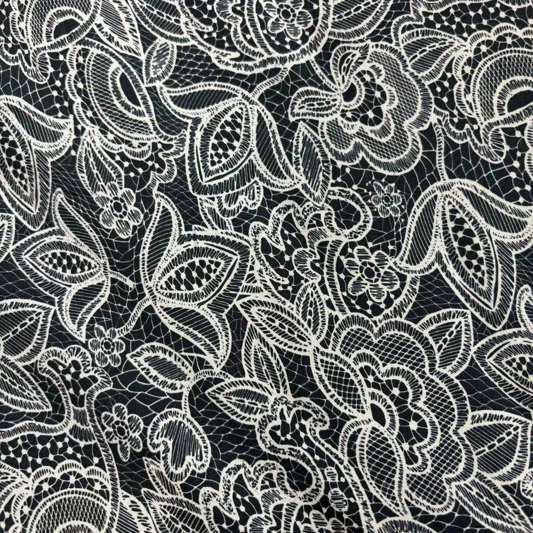 【绒兰】天丝木兰棉布料 197号  满印蕾丝