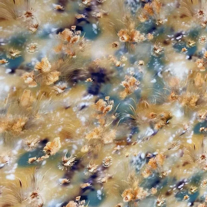 【绒兰】芦荟府绸棉布料 227号 芦苇花丛