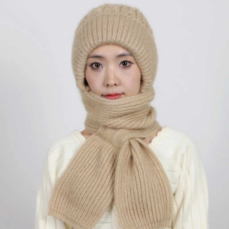 冬天中老年人女士风雪帽加绒保暖针织帽围巾松鼠绒秋冬帽子洋气帽