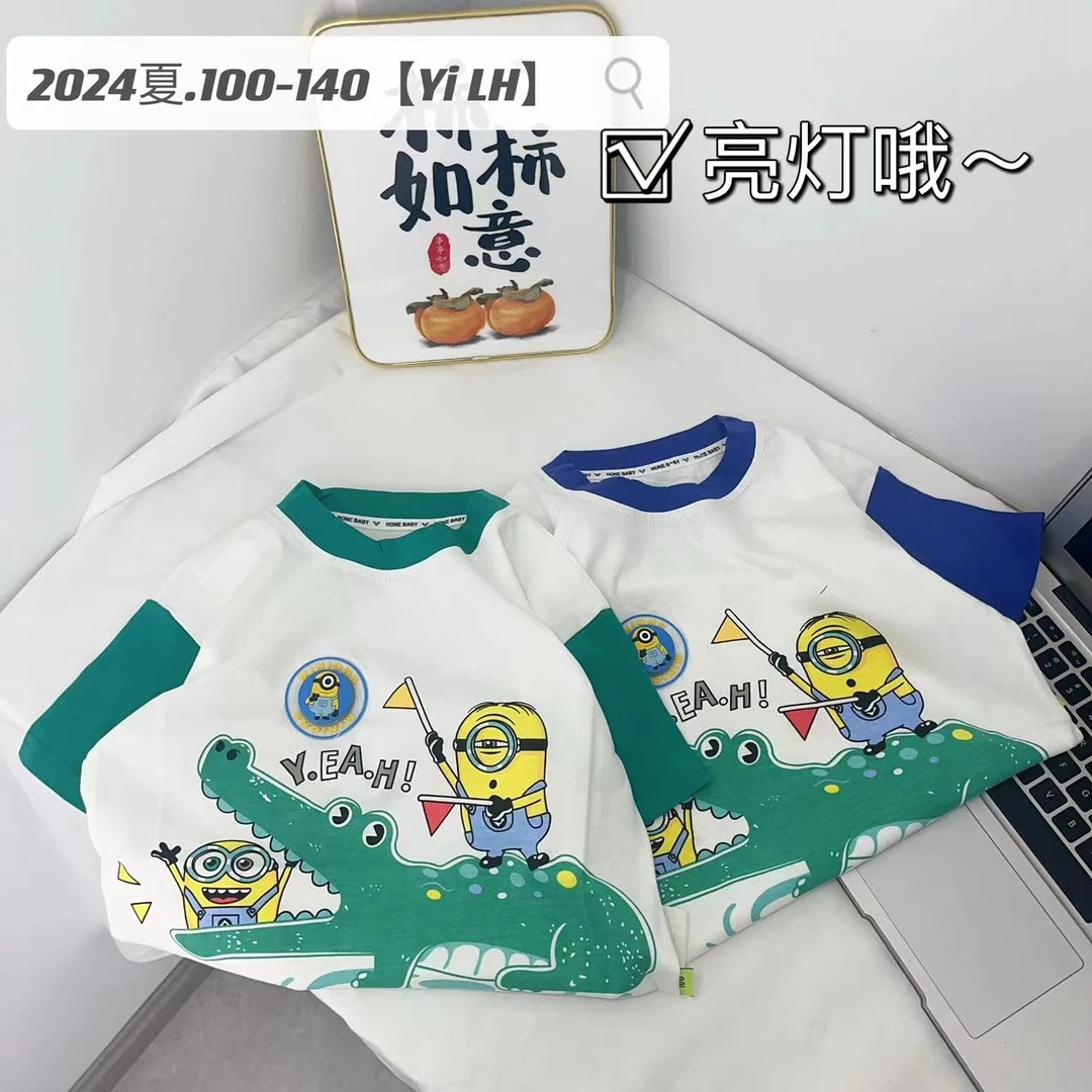 YLH-003 夏季高货时尚插肩短袖圆领宝宝男童新款T恤