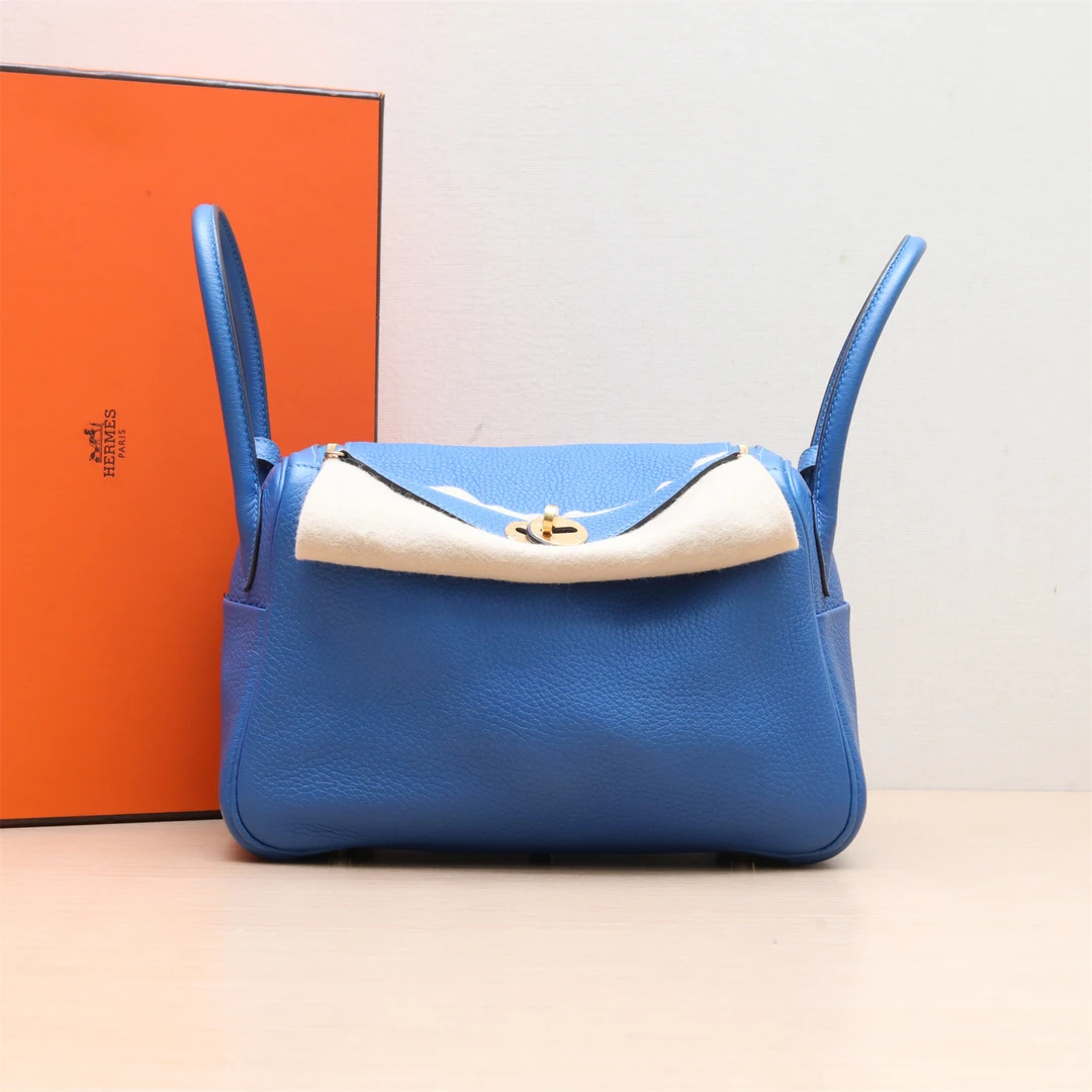 95新 Hermes/爱马仕 黑黑精选Lindy 26 I7琉璃蓝 TC皮 Z刻 包