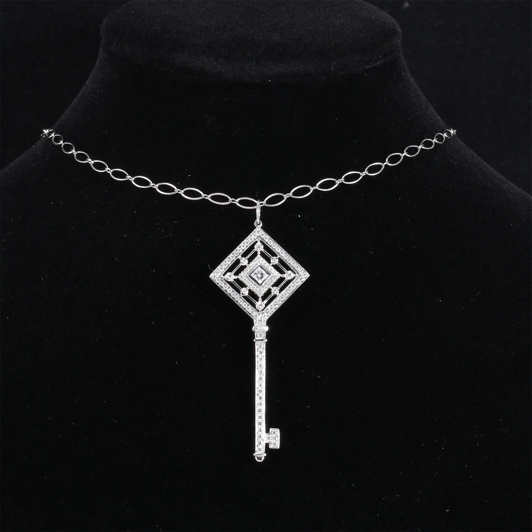 99新 Tiffany & Co./蒂芙尼 【33精选】726276方形 满钻 keys 项链
