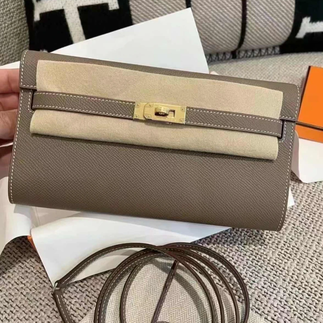 99新 Hermes/爱马仕 拆单小花6珊 Kelly To Go大象灰 Ep皮Z刻金扣
