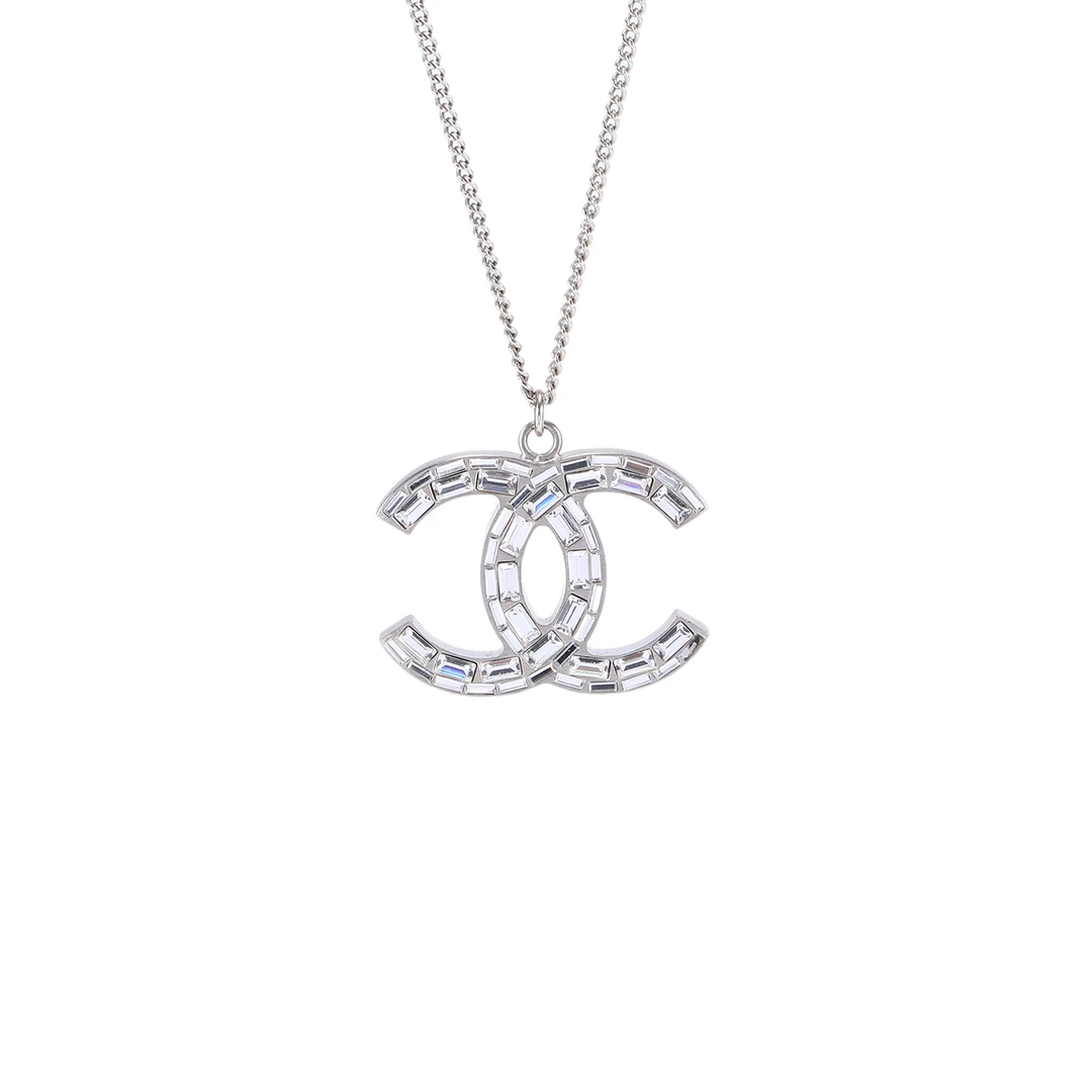 99新 Chanel/香奈儿 小花6珊 香奈儿 双C logo 水钻 项链