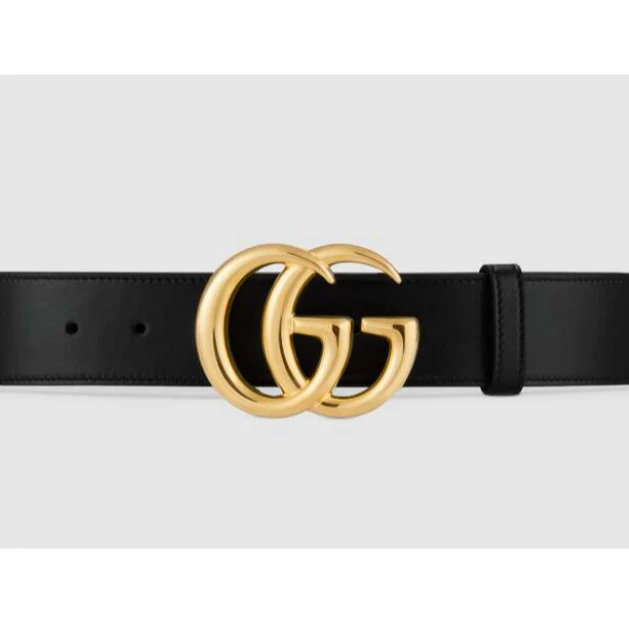 全新未使用 GUCCI/古驰 小花佳珊 双G带扣皮革腰带 3CM宽  70cm
