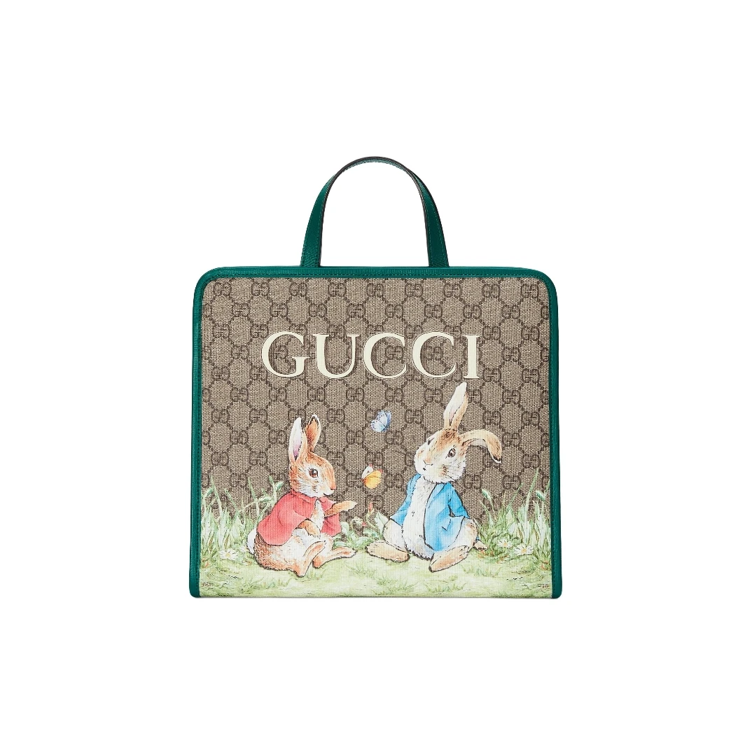 全新未使用 GUCCI/古驰 小花佳珊 彼得兔联名 兔子 儿童托特包