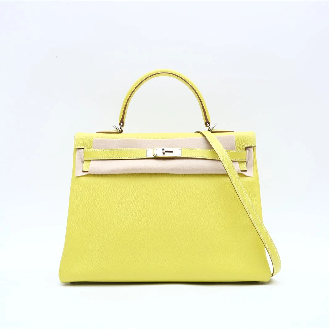 99新 Hermes/爱马仕 小花姑姑 P234655381Kelly 35 9R柠檬黄